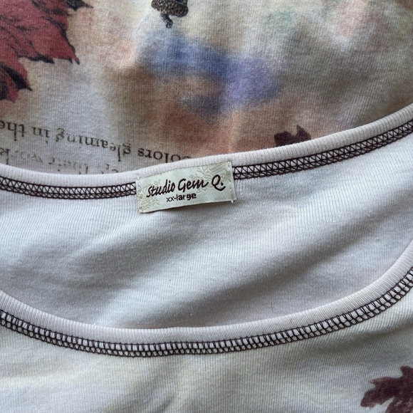 Studio Gem Q Rhinestone Studded Top Women's 2XL 3/4 Sleeve Autumn Leaves Blouse - Picture 4 of 4